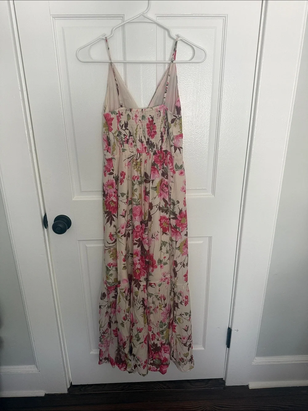 Abercrombie & Fitch Beige Floral Maxi Dress with Pink and Green